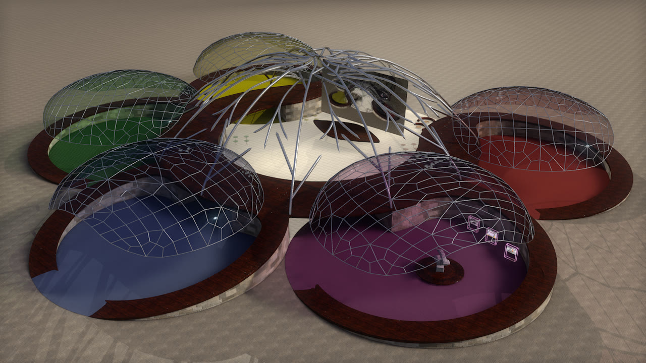 Virtuelle 3D-Messelocation — Gesamtansicht des digitalen Event-Raums