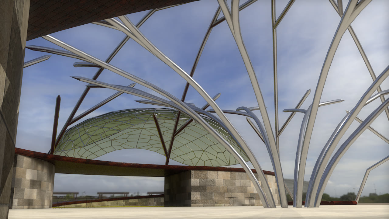 3D-Messelocation — Detailansicht der Innenarchitektur