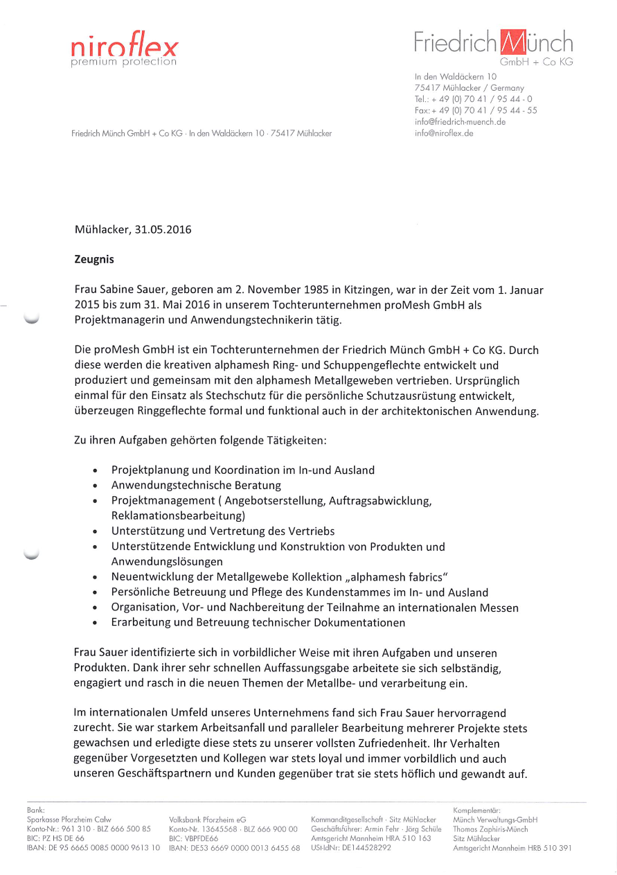 ProMesh GmbH (alphamesh) — Arbeitszeugnisse