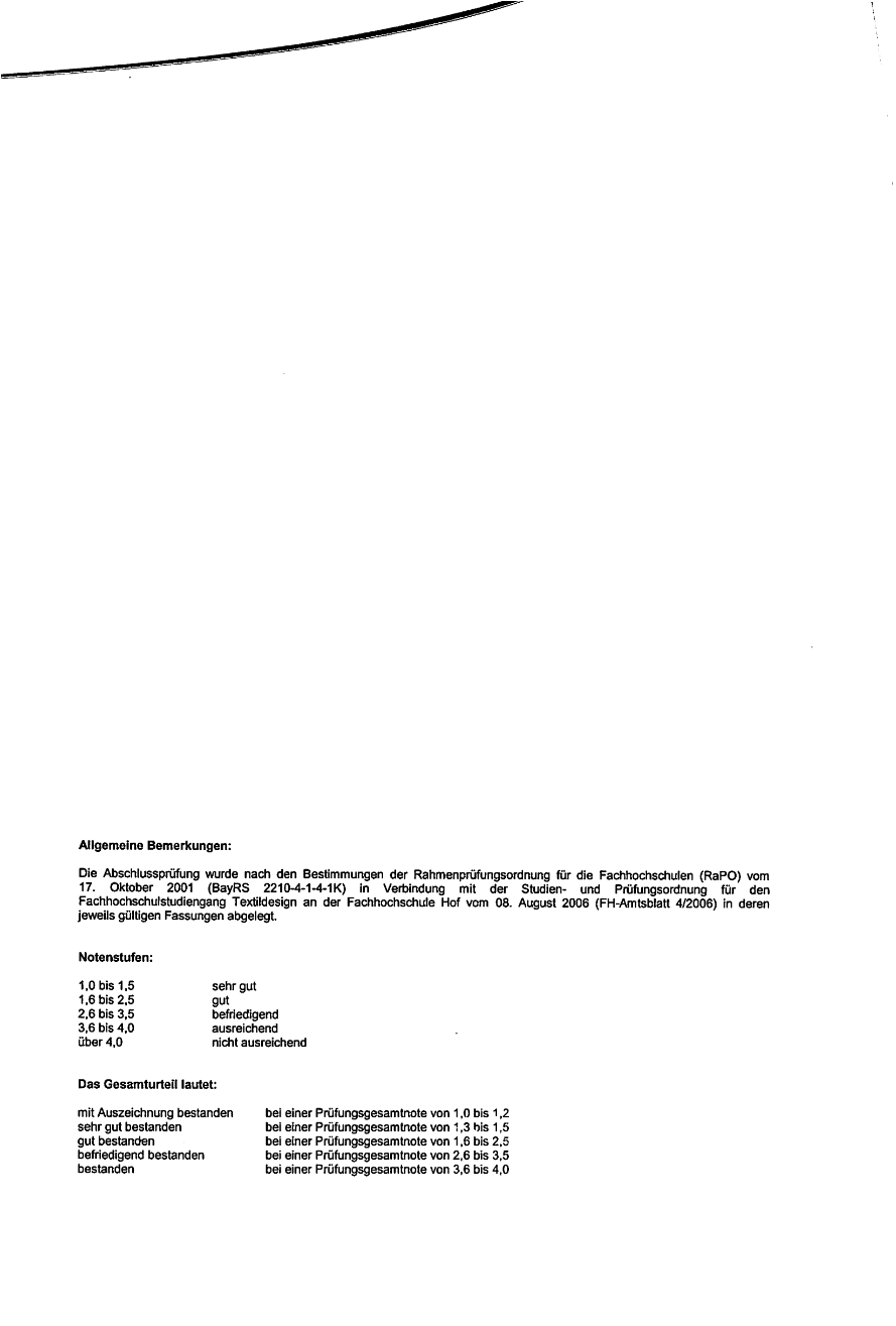 Bachelor Textildesign — Abschlusszeugnis — Akademische Abschlüsse