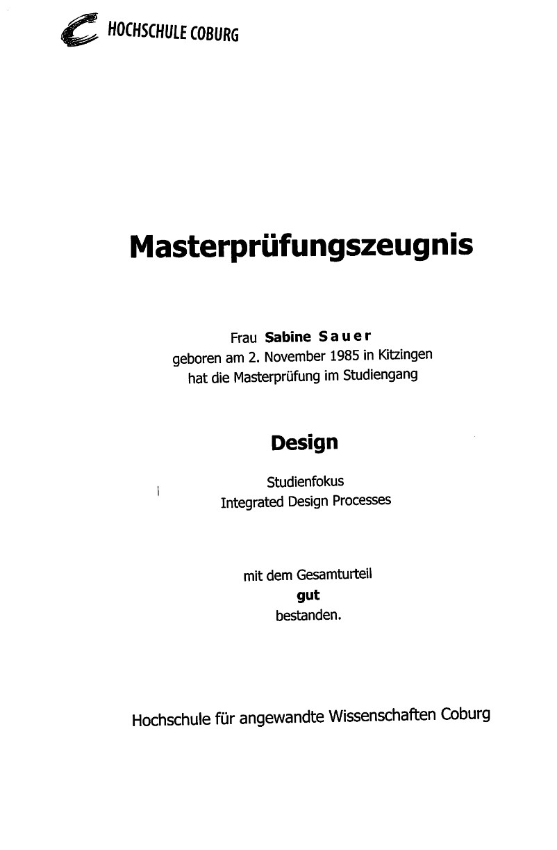 Master of Arts — Prüfungszeugnis — Akademische Abschlüsse
