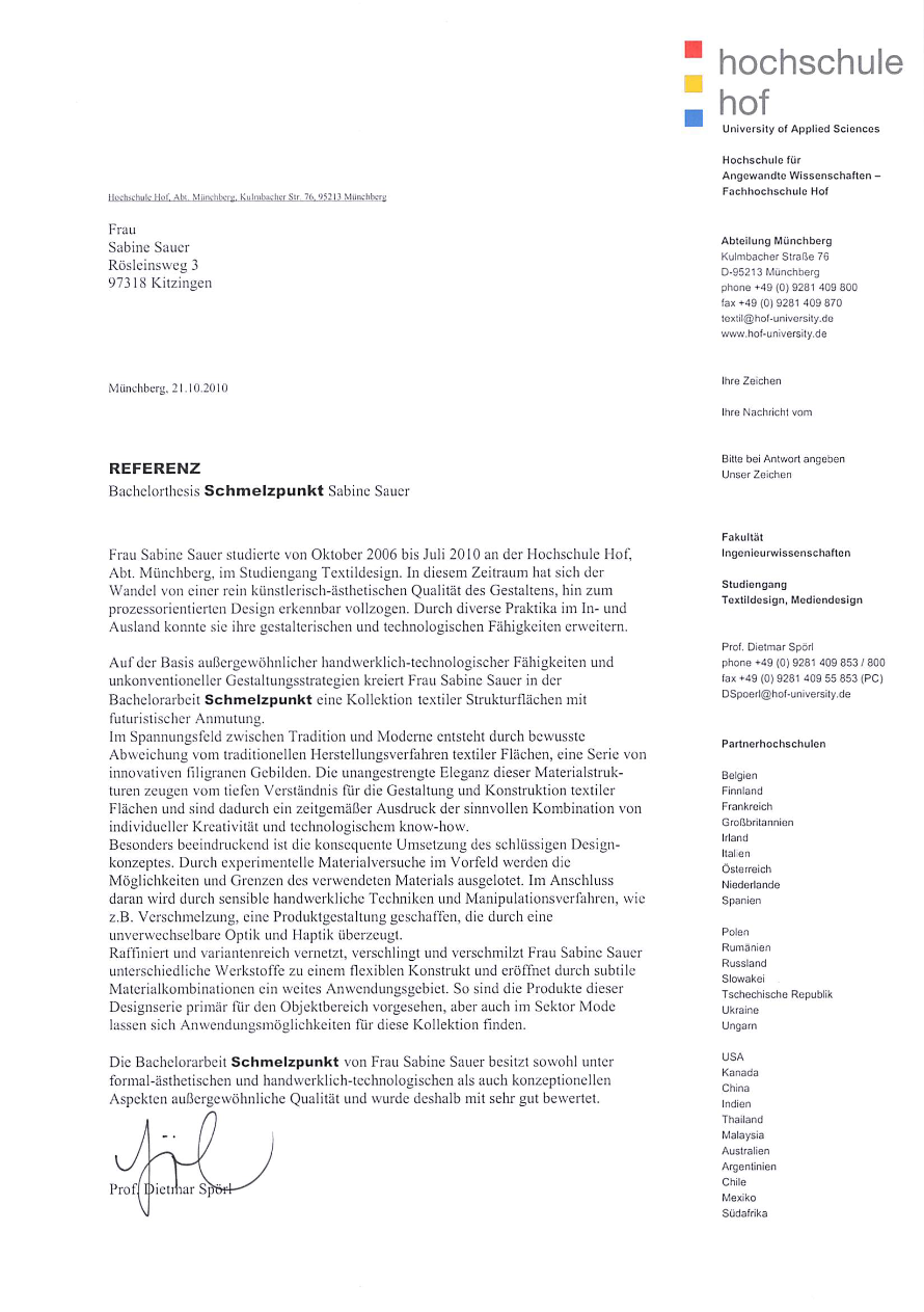 Referenz — Hochschule Hof — Arbeitszeugnisse