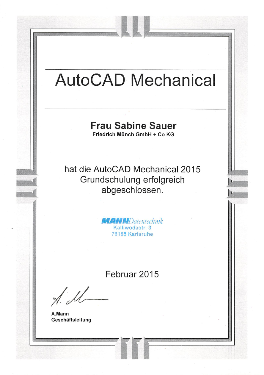 AutoCAD Mechanical — Zertifikate & Weiterbildungen